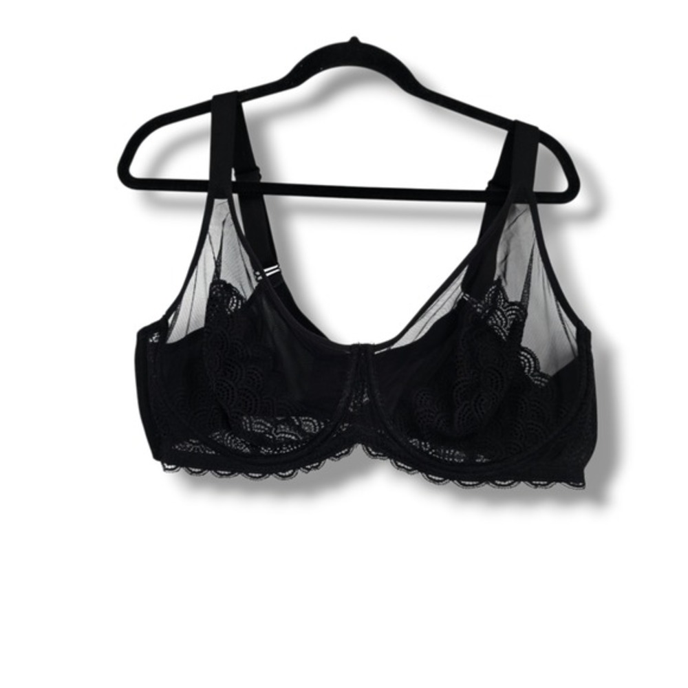 HSIA‎ Womens Black Lace Mesh Unlined Underwire Bra 46DD Full Coverage Support